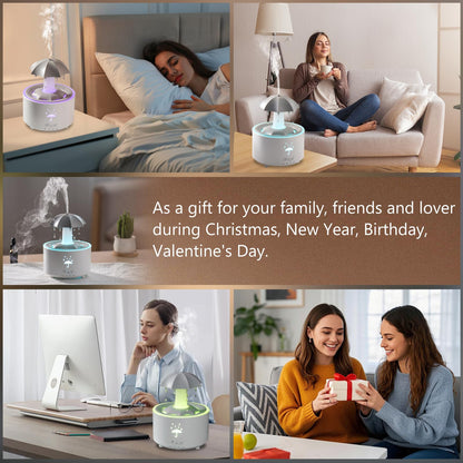 Elcxsla Essential Oil Diffuser 350mL – 360° Rotating Raindrop, Remote, 7-Color Mood Light