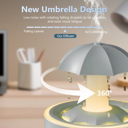 Elcxsla Essential Oil Diffuser 350mL – 360° Rotating Raindrop, Remote, 7-Color Mood Light