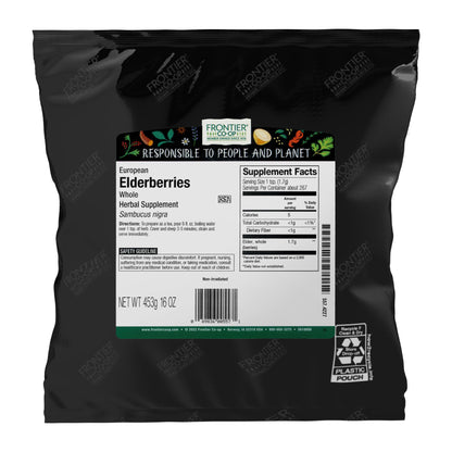 Frontier Co-op Dried Elderberries 1lb Bulk – European Whole, Kosher & Non-GMO