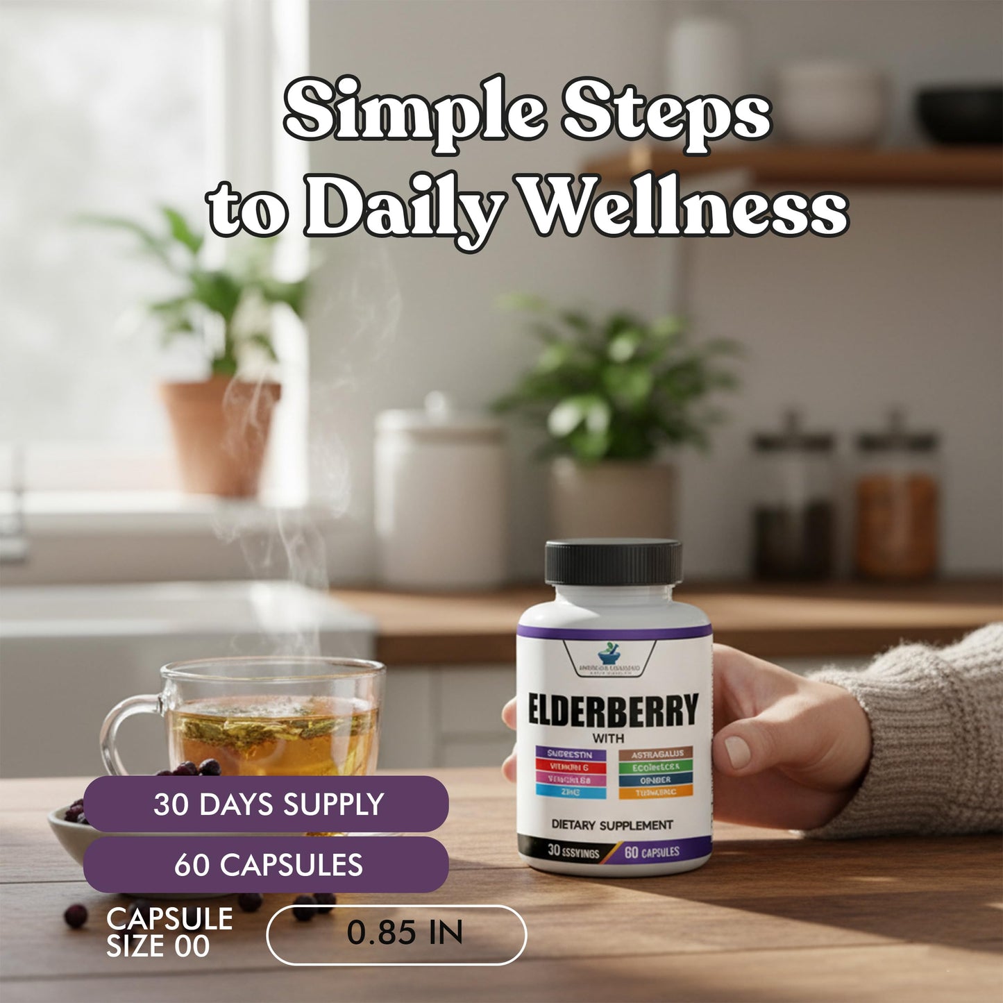 American Standard 8-in-1 Elderberry Supplement – 60 Capsules, 30 Servings