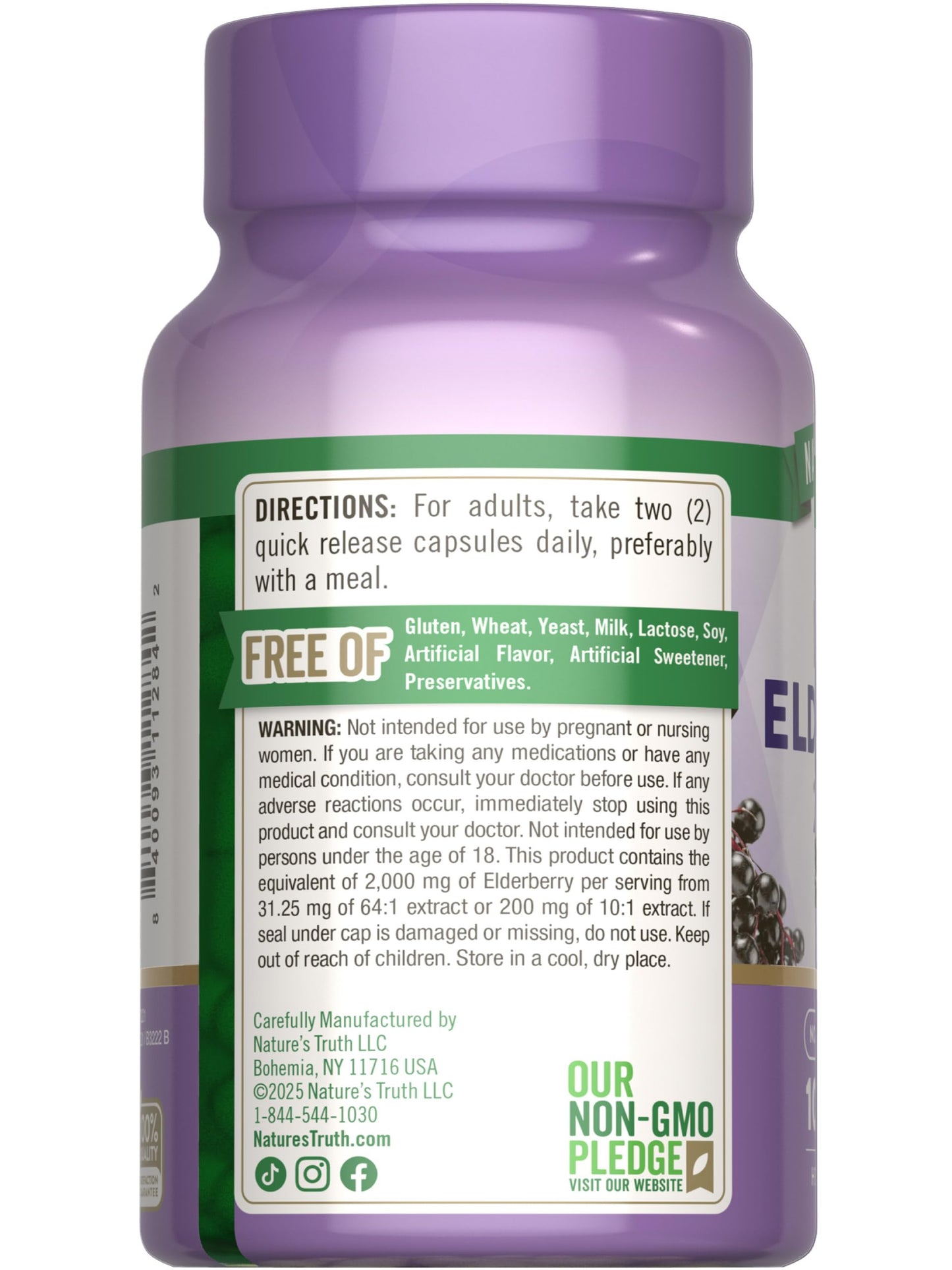 Nature's Truth Black Elderberry Capsules – 100 Count | Non-GMO & Gluten Free