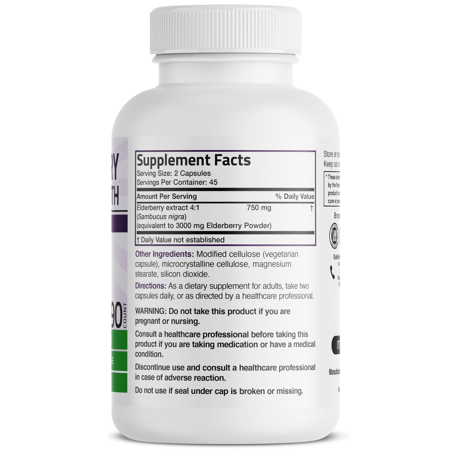 Bronson Elderberry Extra Strength – Immune Support & Antioxidant Protection, 90 Veg Capsules