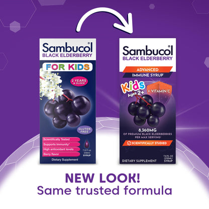 Sambucol Black Elderberry Syrup for Kids – Immune Support (7.8 Fl Oz)