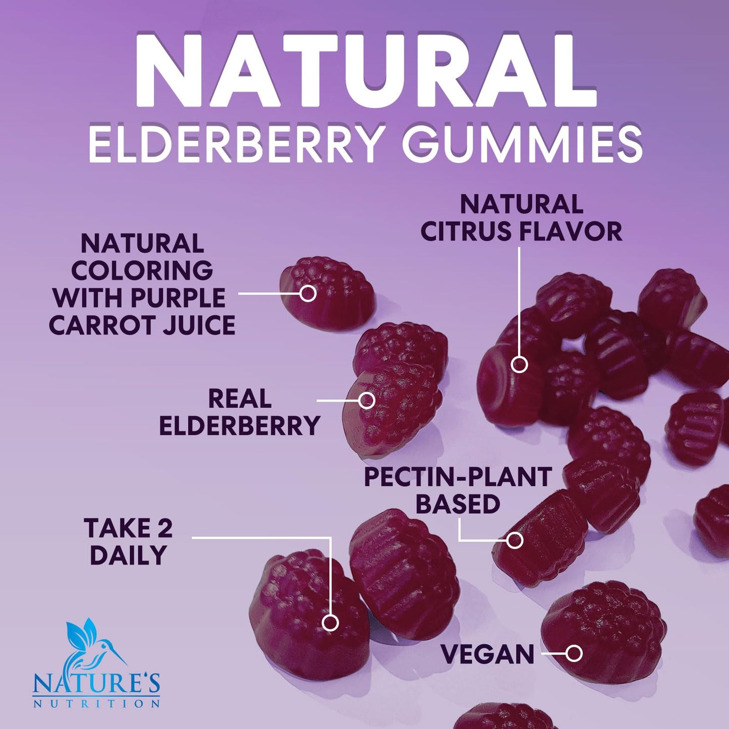 Elderberry Gummies with Vitamin C, D3 & Zinc – Immune Support for Kids & Adults (120 Gummies)