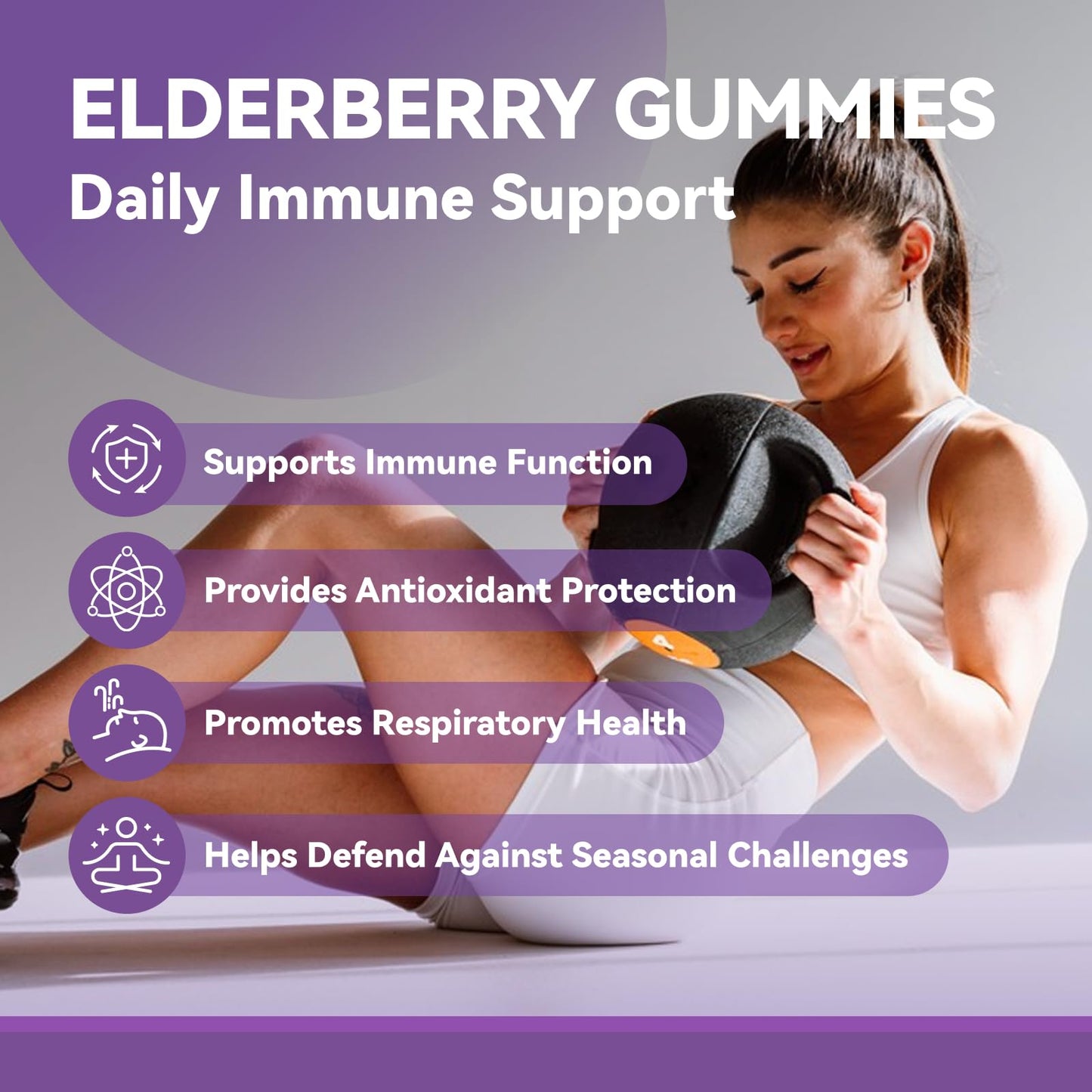 Inner Brightness Elderberry Gummies for Adults – 60 Count | Immune Support with Vitamin C & Zinc | Vegan, Non-GMO, Gluten-Free | 2-Month Supply