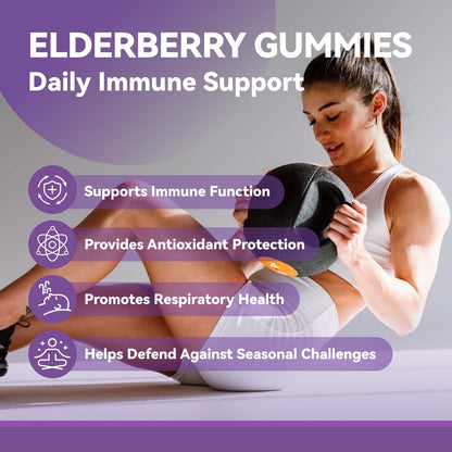 Inner Brightness Elderberry Gummies for Adults – 60 Count | Immune Support with Vitamin C & Zinc | Vegan, Non-GMO, Gluten-Free | 2-Month Supply