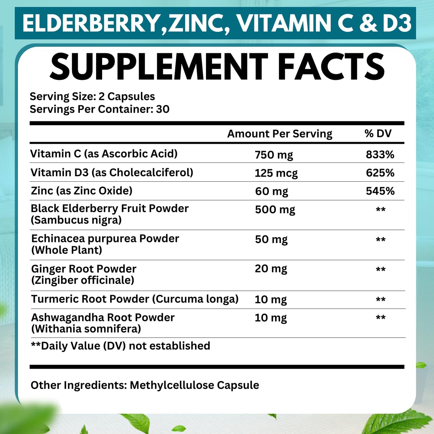 Elderberry Immune Support 8-in-1 (2-Pack) – Vitamin C, Vitamin D 5000 IU, Zinc