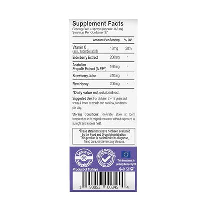 Bee and You Kids Immune Support Throat Spray – Elderberry, Propolis, Vitamin C (1 oz)
