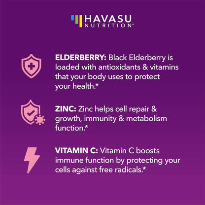 Elderberry Gummies for Kids with Zinc & Vitamin C – 60 Count (Vegan, Berry)