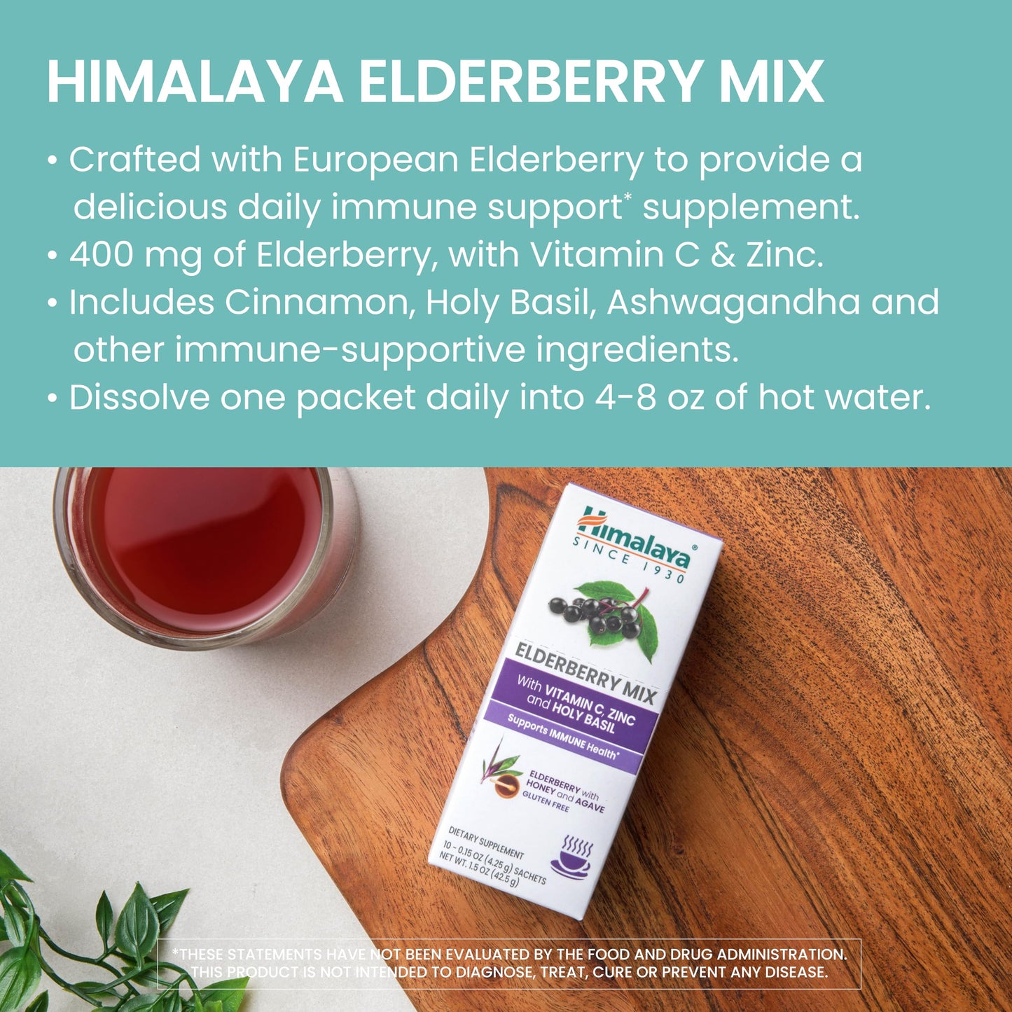 Himalaya Elderberry Mix – Immune Support Drink Mix with Elderberry, Zinc, Vitamin C & Holy Basil | 10-Pack, Caffeine Free, Gluten Free