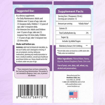 Herbion Naturals Elderberry Syrup – Immune Support for Adults & Kids 1+