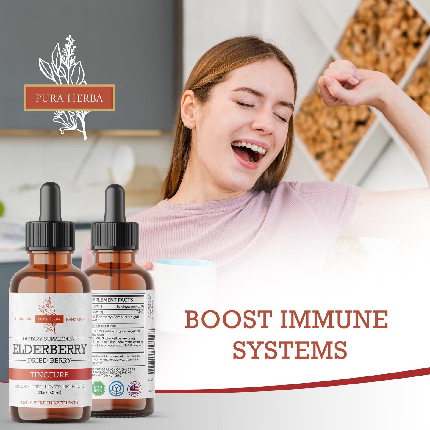 Elderberry Tincture – Organic Elderberry Extract | Immune Support | Alcohol-Free 2 fl oz