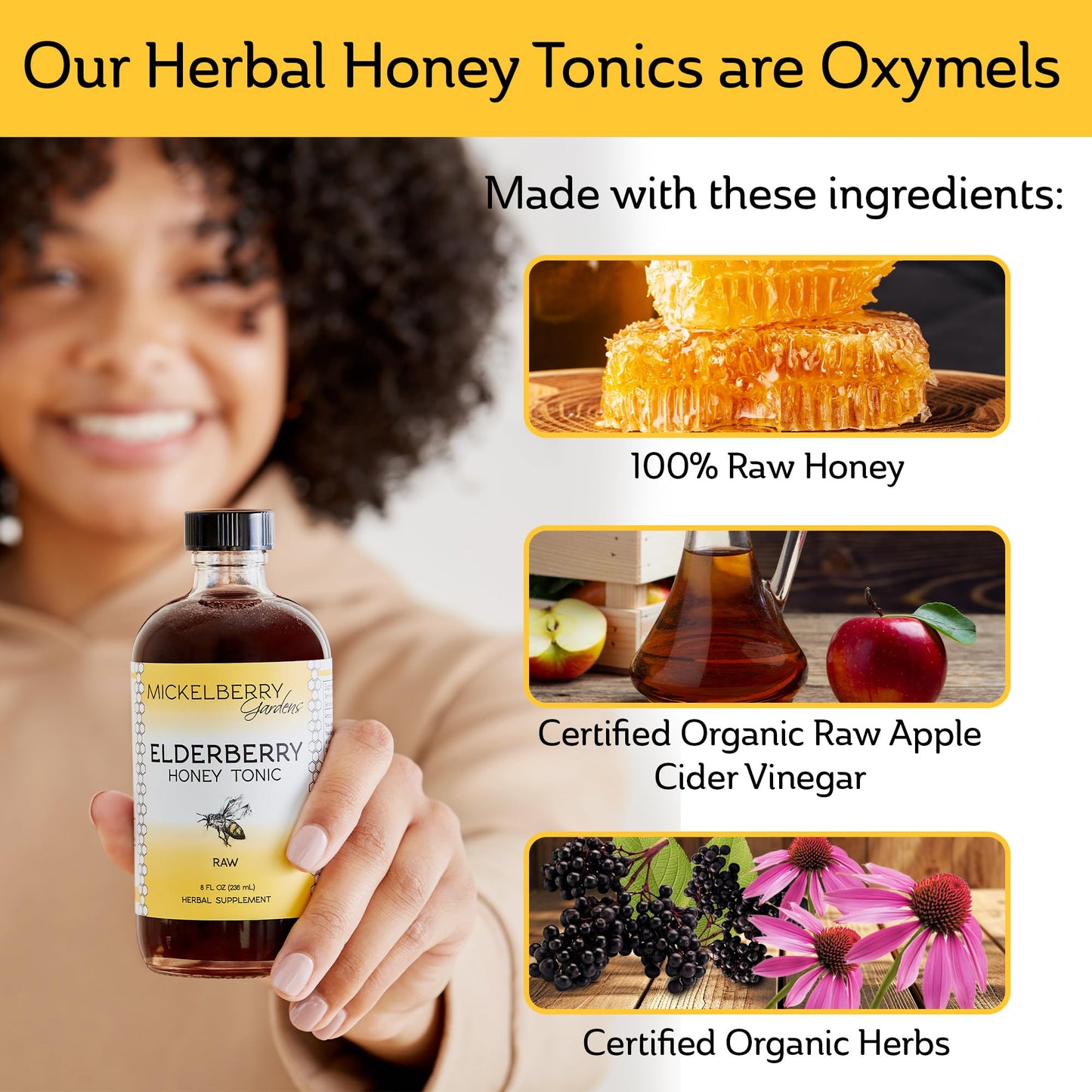 Mickelberry Gardens Elderberry Honey Tonic – Immune Support (4 oz, Pack of 2)