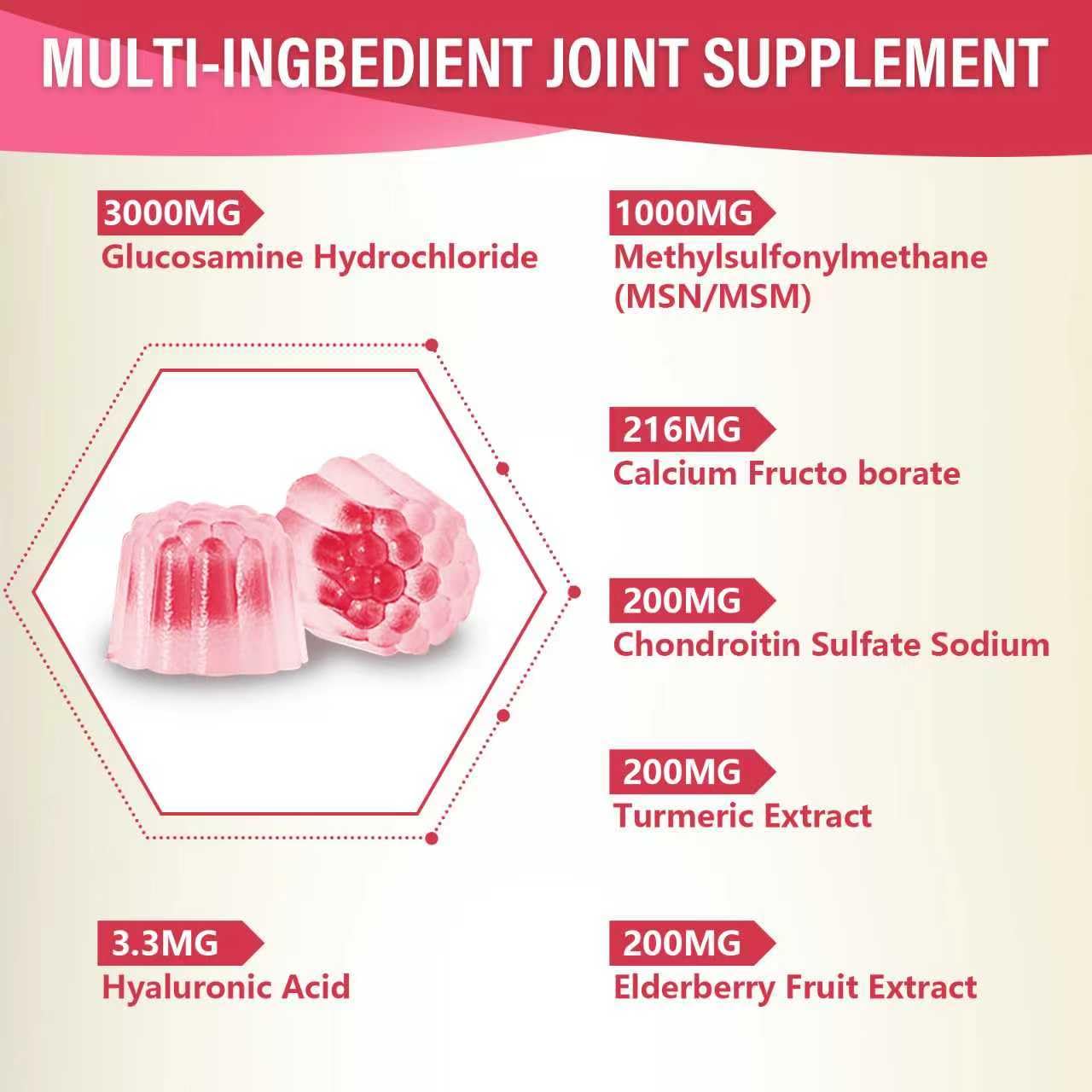 2 Packs 3000MG Glucosamine Chondroitin Gummies – Extra Strength Joint Health, MSM & Elderberry | 120 Gummies