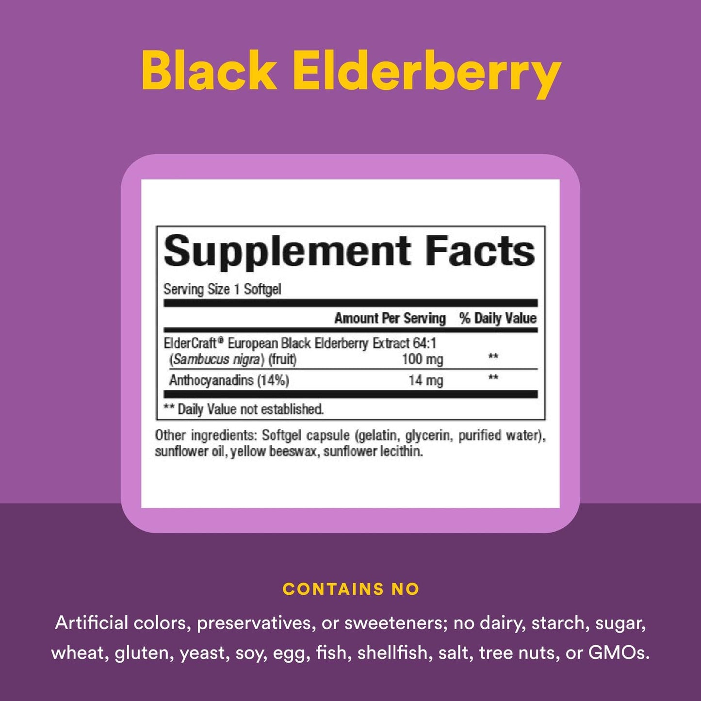 Natural Factors Black Elderberry 100 mg - 60 Fast-Acting Softgels
