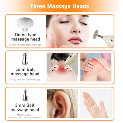 Electronic Acupuncture Pen – Pain Relief Therapy Meridian Pen with 3 Massage Heads | Rechargeable