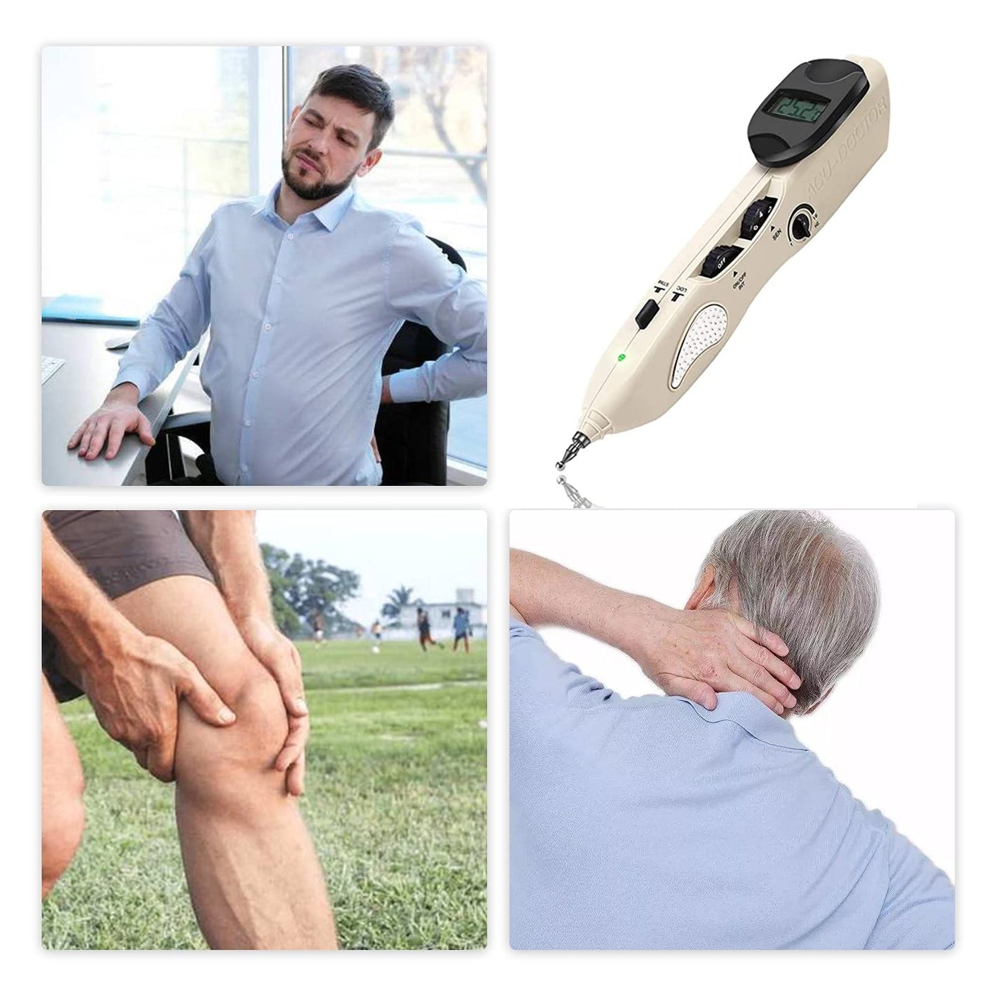 Electronic Acupuncture Pen – Pain Relief Therapy Meridian Pen with 3 Massage Heads | Rechargeable
