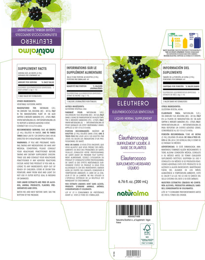Naturalma Eleuthero Root Tincture 1:10 – Alcohol-Free, Vegan (6.76 fl oz)