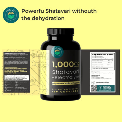 Shatavari Organic Powder Capsules for Women & Men – 120 Ct with Electrolytes for Hydration