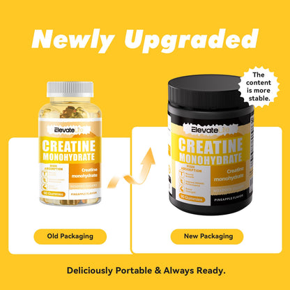 Creatine Monohydrate Gummies 5000mg – 90 Pineapple Chewables for Men & Women | ElevateLife