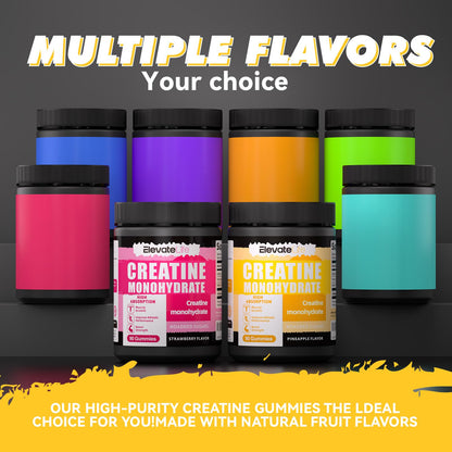 Creatine Monohydrate Gummies 5000mg – 90 Pineapple Chewables for Men & Women | ElevateLife