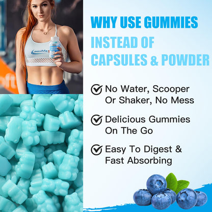 ElevateLife Creatine Monohydrate Gummies – Muscle Strength & Energy (Blueberry, 90 Count)