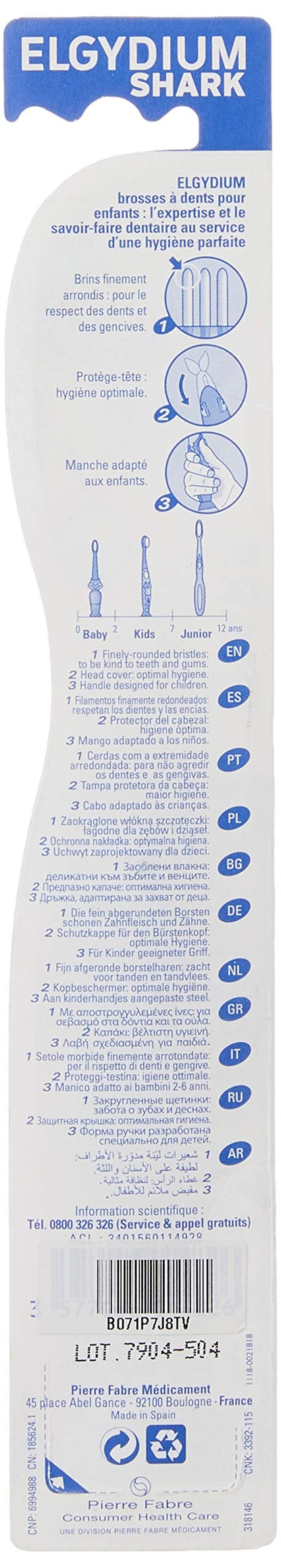 Elgydium Shark Toothbrush for Kids 2-6 Years – One Size