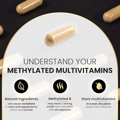 Eliixr Methylated Multivitamin for Men & Women – 60 Capsules, 1500mcg Folate, 500mcg B12, Iron Free, Made in USA