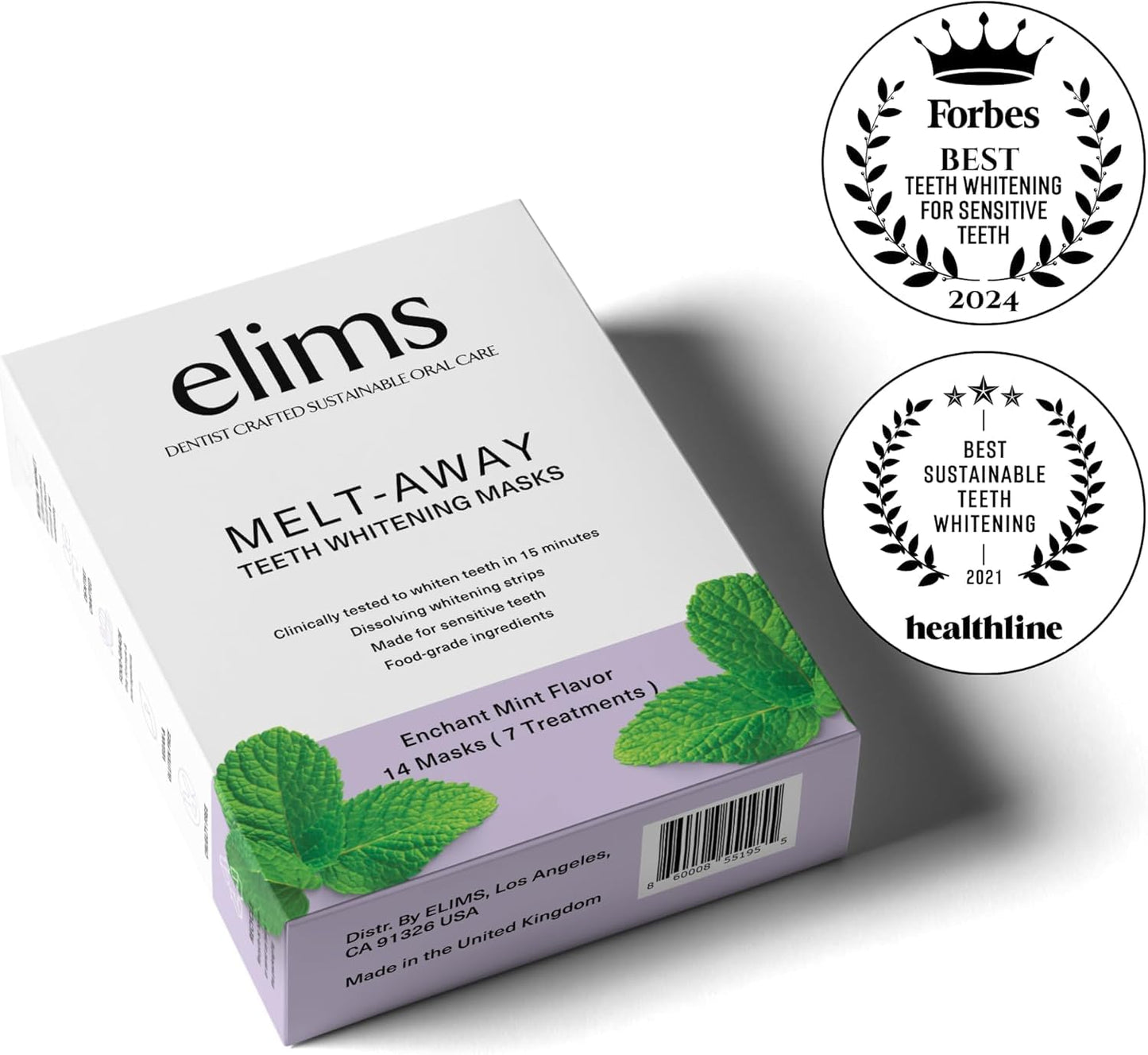 ELIMS Melt-Away Teeth Whitening Strips – Non-Toxic, Mess-Free for Sensitive Teeth | 14 Strips, 7 Treatments