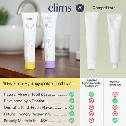 ELIMS Nano Hydroxyapatite Fluoride Free Toothpaste – Whitening, SLS Free (4oz) | Adults & Kids