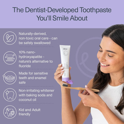 Elims Nano Hydroxyapatite Toothpaste – Fluoride-Free, Remineralizing Whitening for Sensitive Teeth, SLS-Free, Lavender Vanilla Mint Favlor for Adults & Kids, 4oz