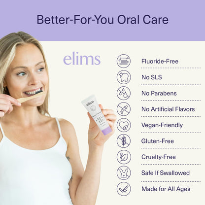 ELIMS Nano Hydroxyapatite Toothpaste - Fluoride Free, Remineralizing Whitening, Lavender Vanilla Mint 1oz Travel Size