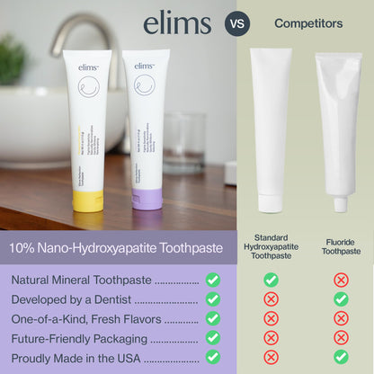 Elims Nano Hydroxyapatite Toothpaste – Fluoride-Free, Remineralizing Whitening for Sensitive Teeth, SLS-Free, Lavender Vanilla Mint Favlor for Adults & Kids, 4oz