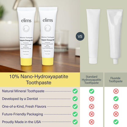 ELIMS Travel Size Nano Hydroxyapatite Toothpaste Fluoride Free 1oz – Whitening for Sensitive Teeth
