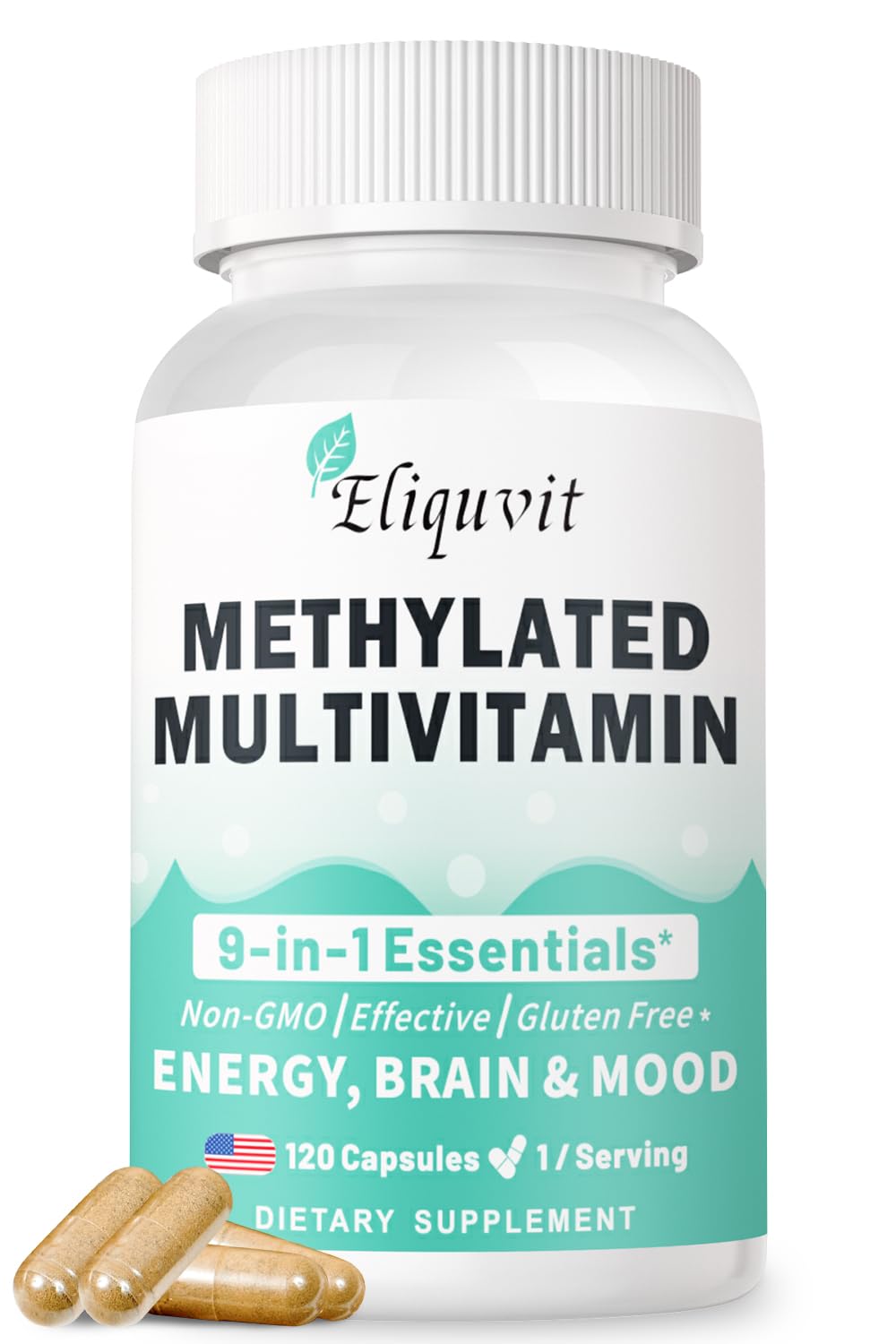 Eliquvit Methylated Multivitamin – 9-in-1 B Complex (L-Methylfolate, B12) – USA Made