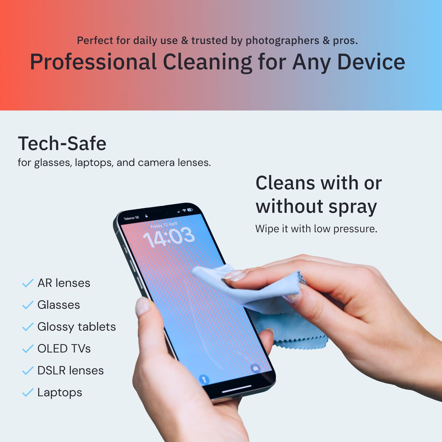 Elite Screens Microfiber Cleaning Cloth – 12x12 in, Blue, Pack of 4 – Glasses & Screens Cleaning Cloth