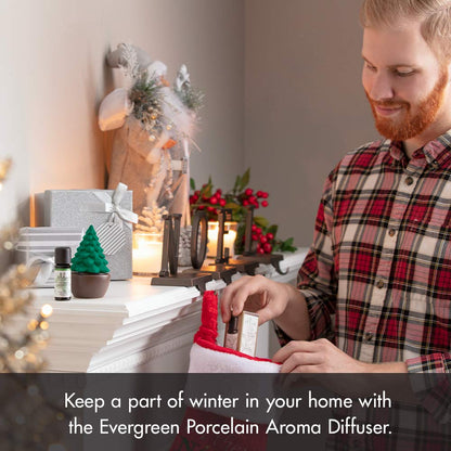Ellia Evergreen Christmas Tree Porcelain Aroma Diffuser | Holiday Decor + Essential Oils
