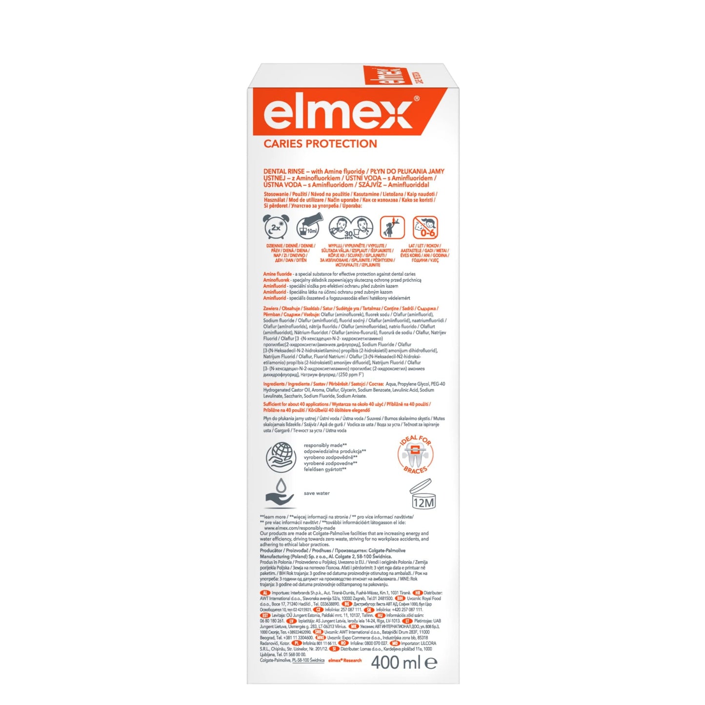 Elmex Anti-Cavity Mouthwash 400ml | Amine Fluoride Protection, Alcohol Free