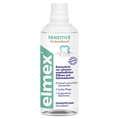 Elmex Sensitive Mouthwash for Sensitive Teeth 3.4 oz - Amine Fluoride, Alcohol-Free