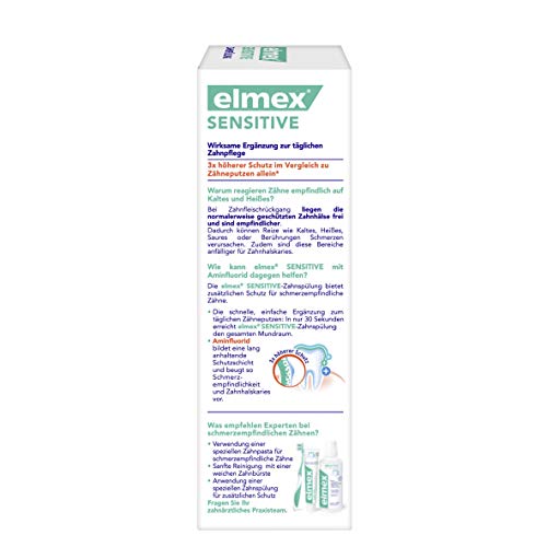 Elmex Sensitive Mouthwash for Sensitive Teeth 3.4 oz - Amine Fluoride, Alcohol-Free
