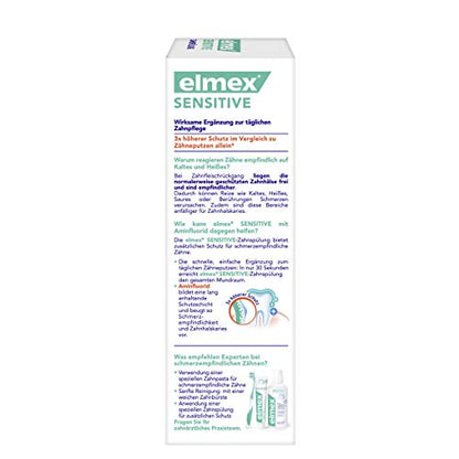 Elmex Sensitive Mouthwash for Sensitive Teeth 3.4 oz - Amine Fluoride, Alcohol-Free