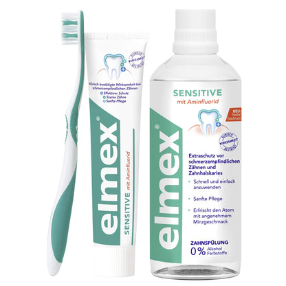 Elmex Sensitive Mouthwash for Sensitive Teeth 3.4 oz - Amine Fluoride, Alcohol-Free