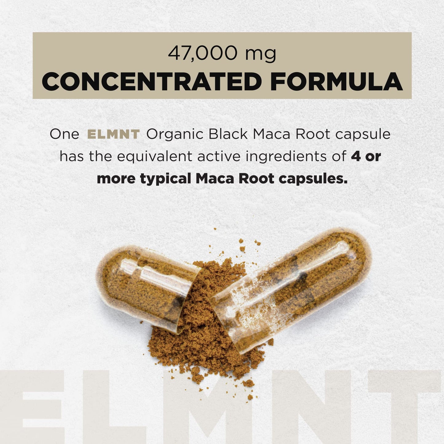 ELMNT Black Maca 40:1 with Ashwagandha – 40x Strength Maca Capsules for Men