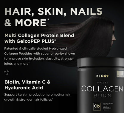 ELMNT Super Multi Collagen Burn for Women – Premium Collagen Peptides with Probiotics (Unflavored)