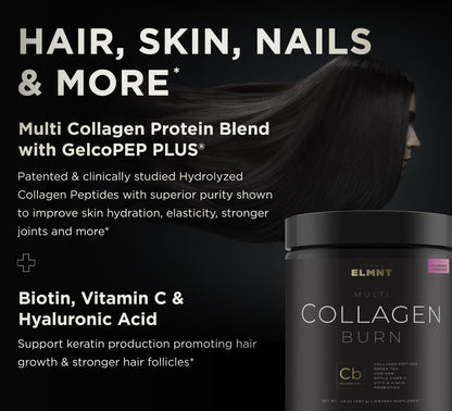 ELMNT Super Collagen Burn for Women – Multi Collagen Protein, Probiotics, Hyaluronic Acid