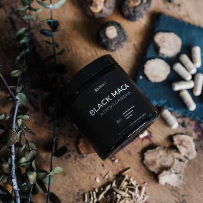 ELMNT Black Maca 40:1 with Ashwagandha – 40x Strength Maca Capsules for Men