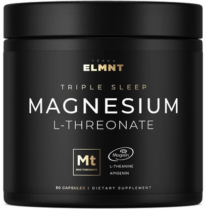 ELMNT Triple Sleep Magnesium Threonate | Magtein 1000mg | L-Theanine 200mg & Apigenin 50mg