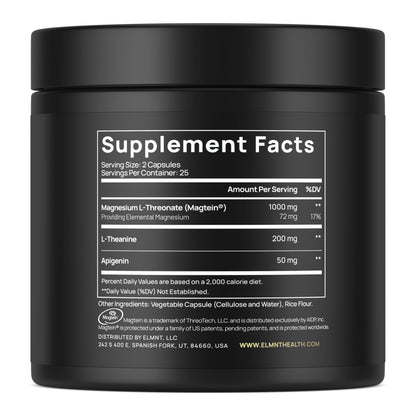 ELMNT Triple Sleep Magnesium Threonate | Magtein 1000mg | L-Theanine 200mg & Apigenin 50mg