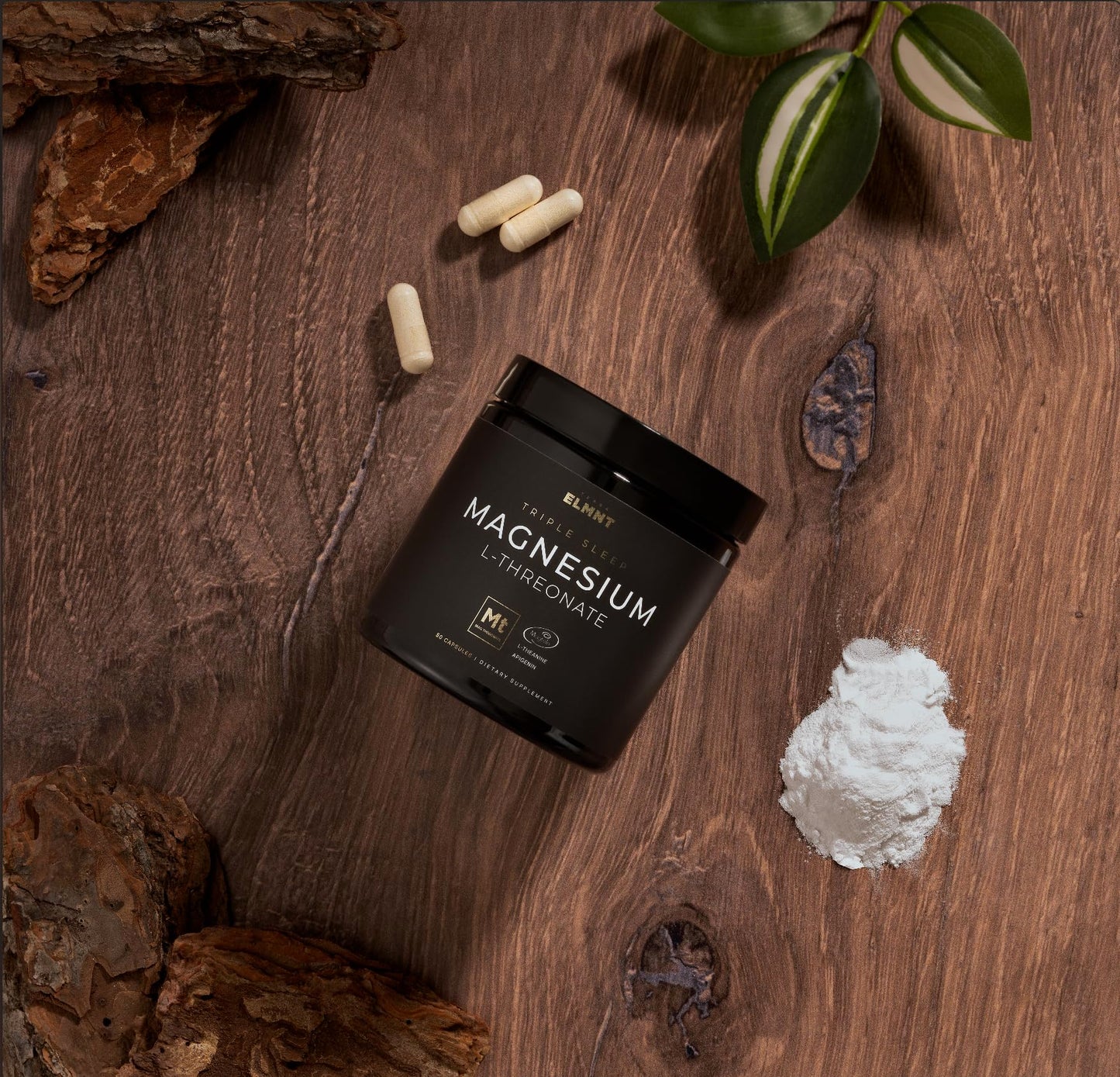 ELMNT Triple Sleep Magnesium Threonate | Magtein 1000mg | L-Theanine 200mg & Apigenin 50mg