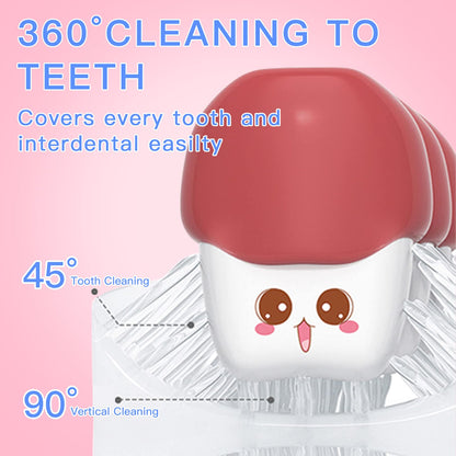 ELOTAME Kids Electric U Shaped Toothbrush - 4 Heads, 6 Modes, IPX7 Waterproof, Age 8-15 Blue